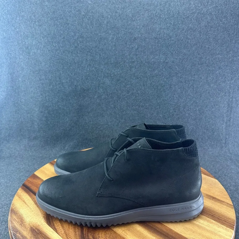 Cole Haan Grand Plus Chukka Mens Size 11 Black Nubuck Leather Boot C36921 New